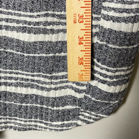 Sadie & Sage Striped Duster Cardigan Women's Medium Gray Open Front Knit Cover - Picture 6 of 10